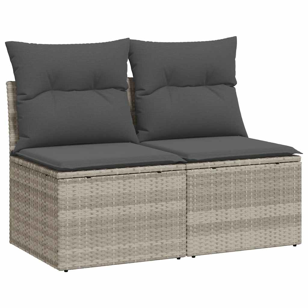 2-delige Loungeset met kussens poly rattan acacia lichtgrijs