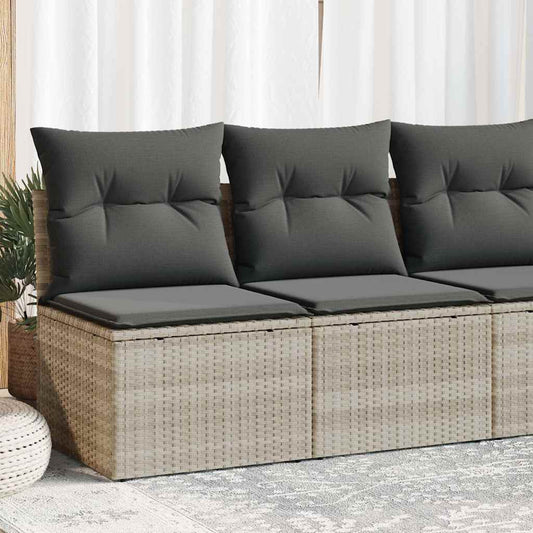 2-delige Loungeset met kussens poly rattan acacia lichtgrijs