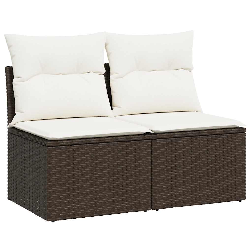 2-delige Loungeset met kussens poly rattan acacia bruin