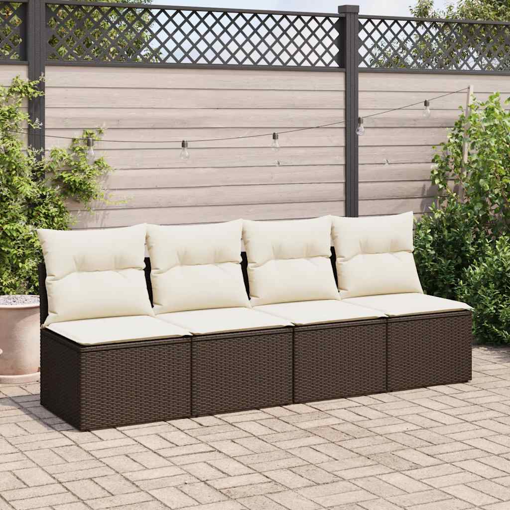 2-delige Loungeset met kussens poly rattan acacia bruin