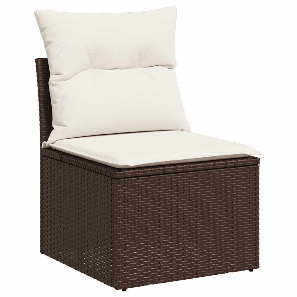 2-delige Loungeset met kussens poly rattan acacia bruin