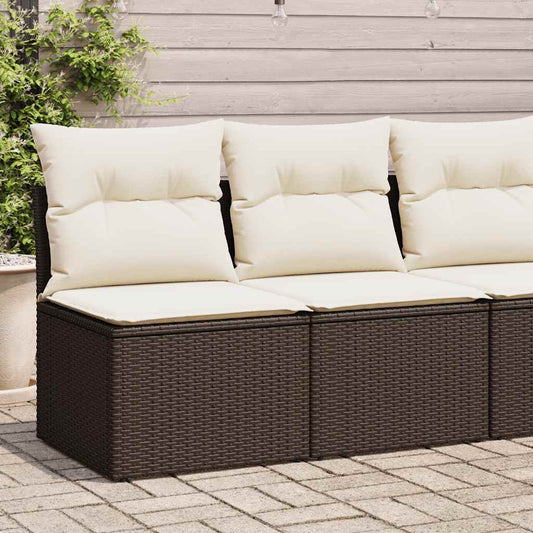 2-delige Loungeset met kussens poly rattan acacia bruin