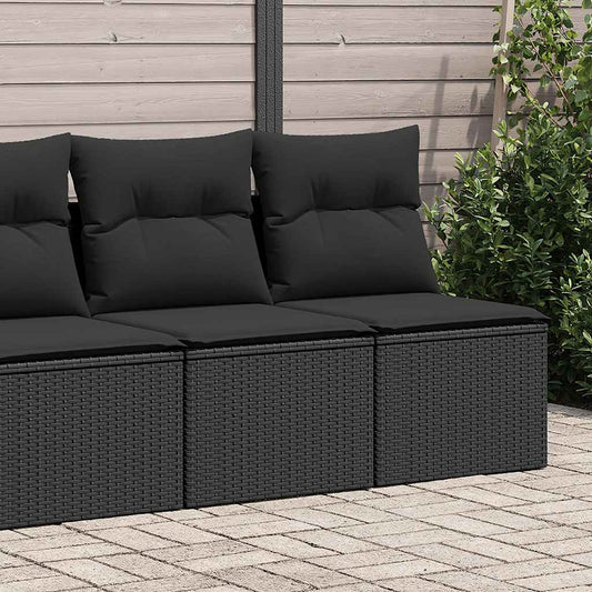 2-delige Loungeset met kussens poly rattan acacia zwart