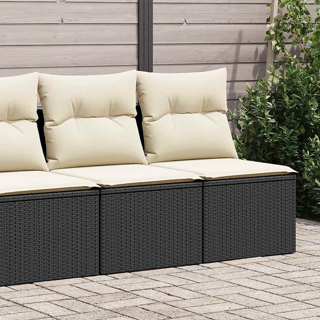 2-delige Loungeset met kussens poly rattan acacia zwart