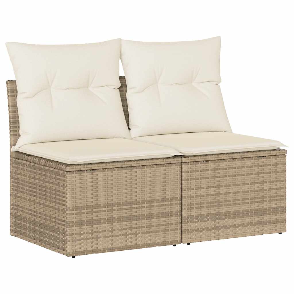 2-delige Loungeset met kussens poly rattan acacia beige