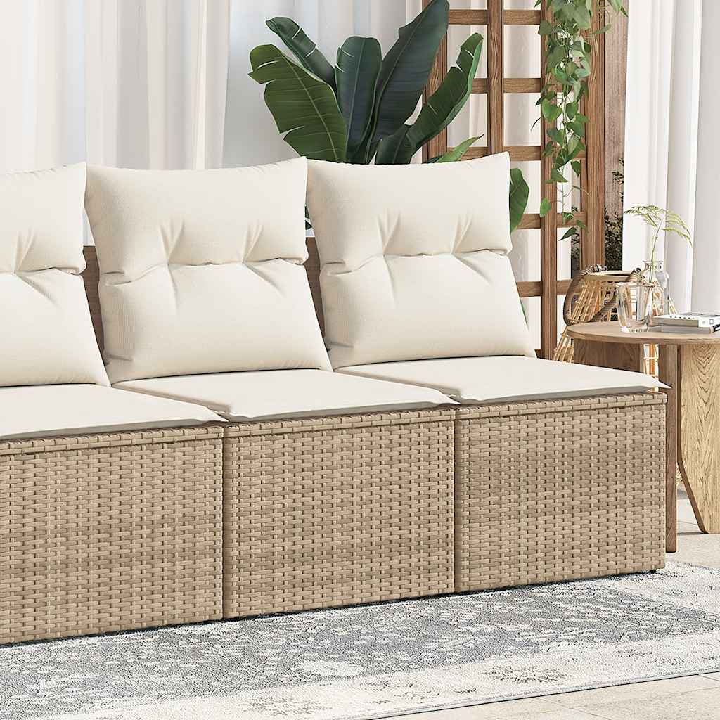 2-delige Loungeset met kussens poly rattan acacia beige