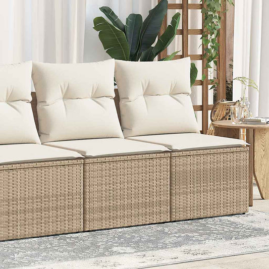 2-delige Loungeset met kussens poly rattan acacia beige