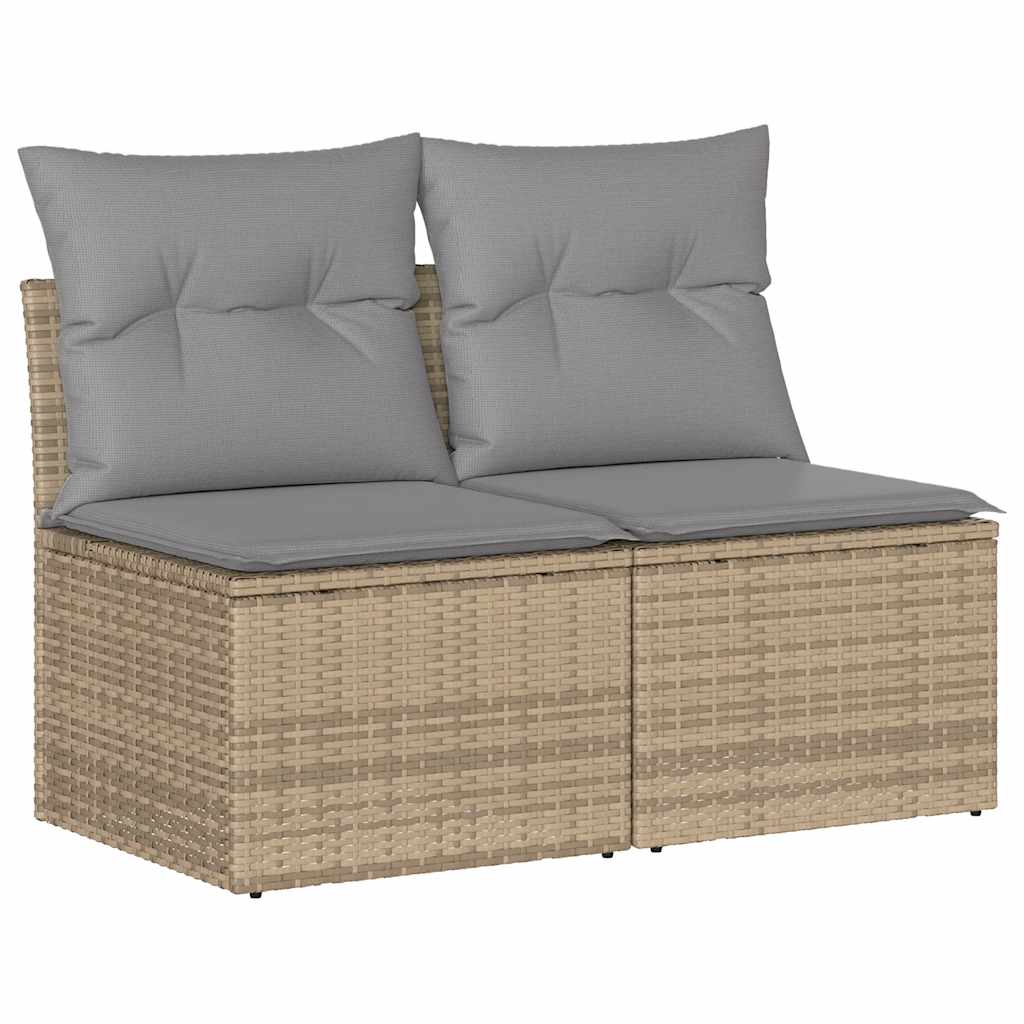 2-delige Loungeset met kussens poly rattan acacia beige