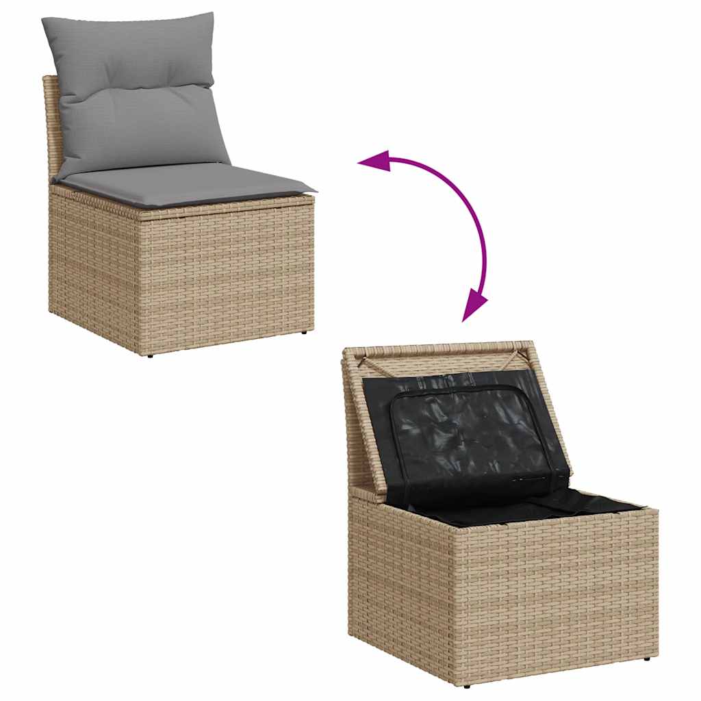 2-delige Loungeset met kussens poly rattan acacia beige