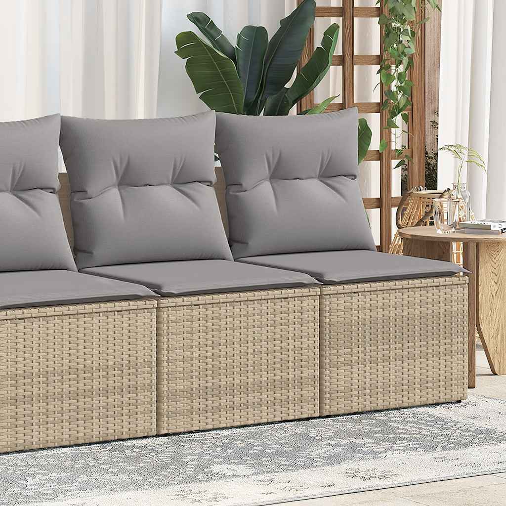 2-delige Loungeset met kussens poly rattan acacia beige