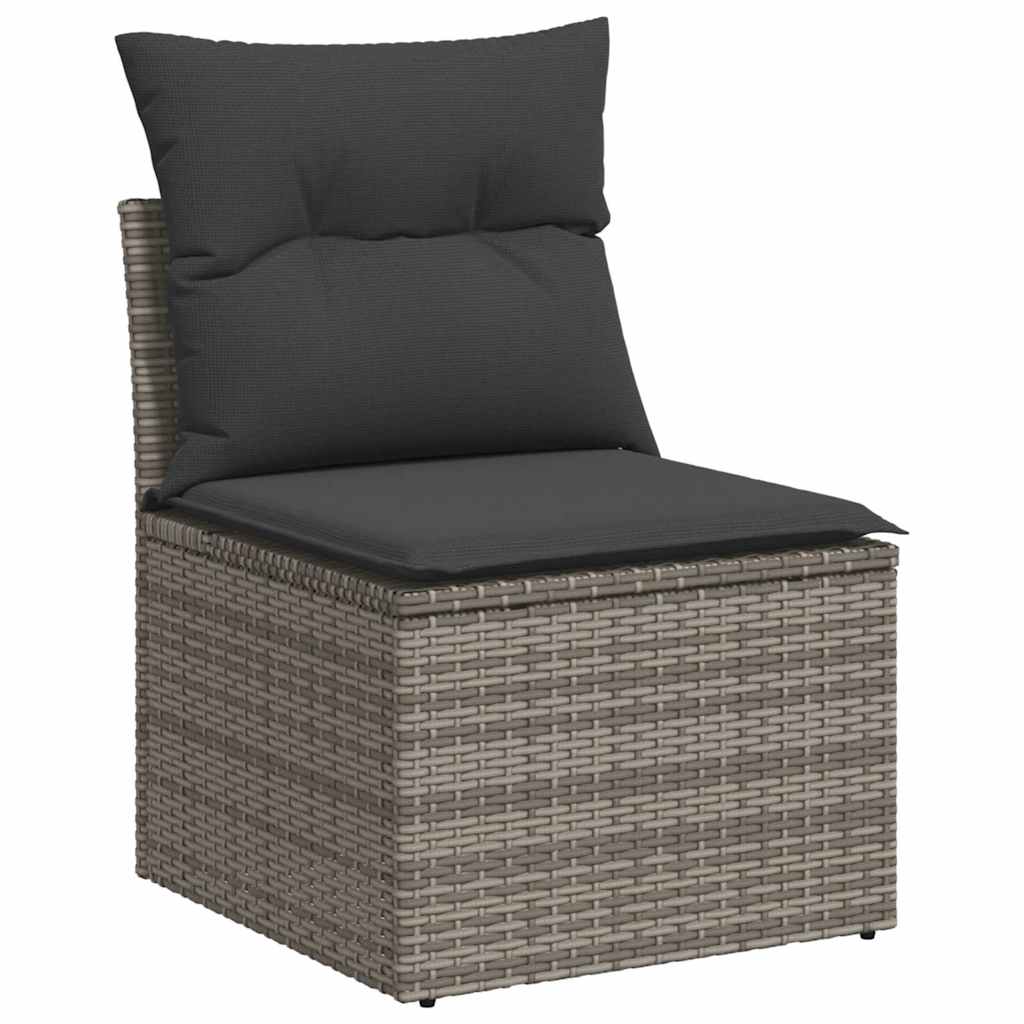 2-delige Loungeset met kussens poly rattan acacia grijs