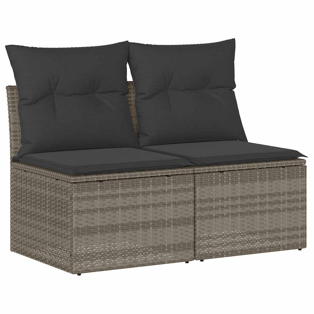 2-delige Loungeset met kussens poly rattan acacia lichtgrijs