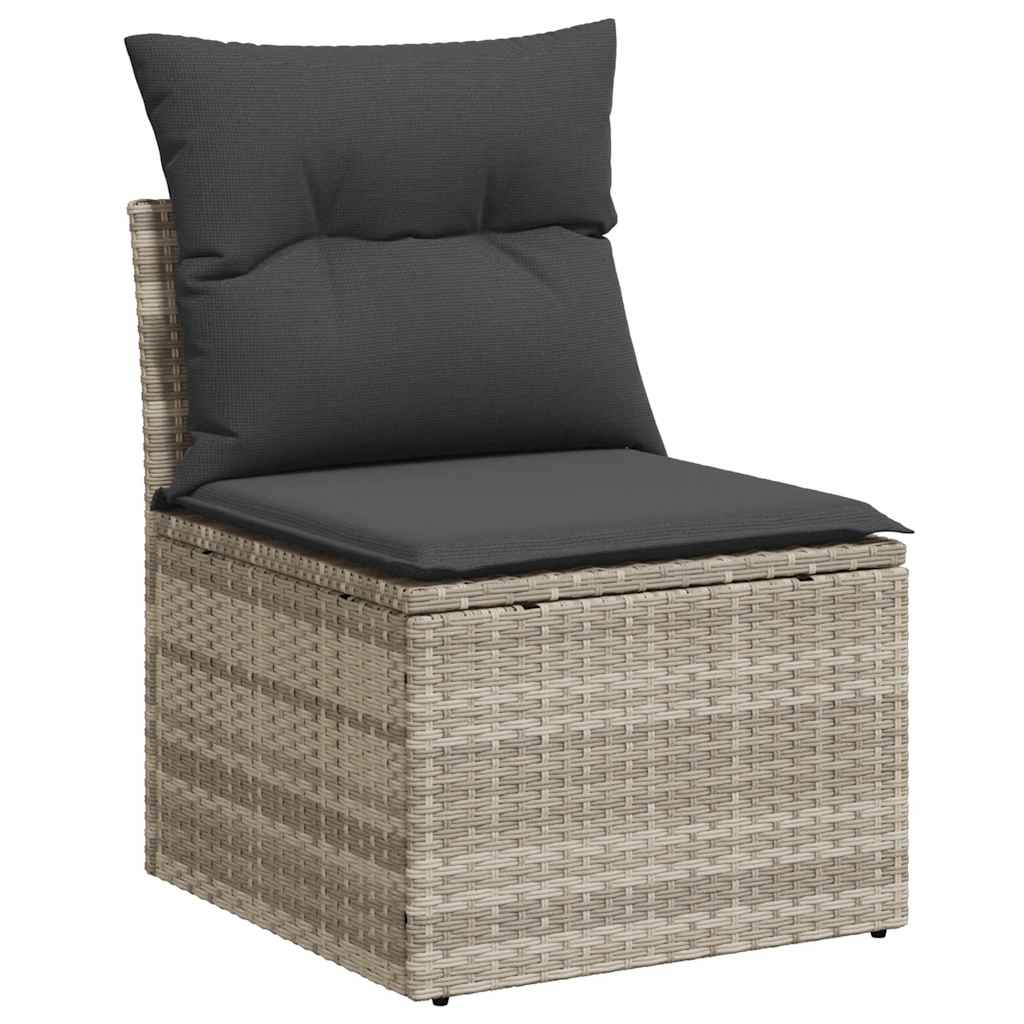 2-delige Loungeset met kussens poly rattan acacia lichtgrijs