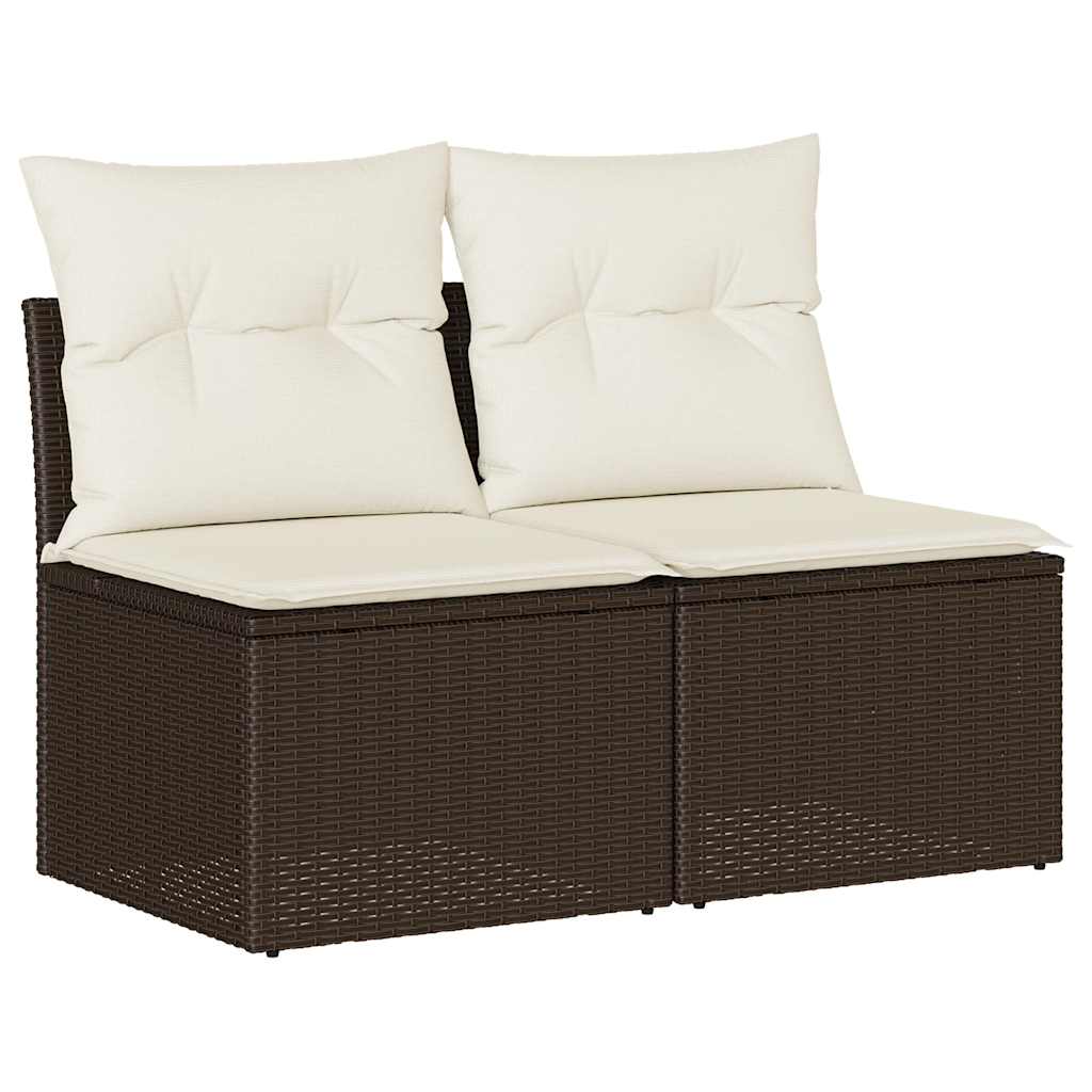 2-delige Loungeset met kussens poly rattan acacia bruin