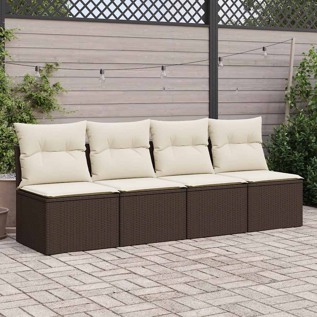 2-delige Loungeset met kussens poly rattan acacia bruin