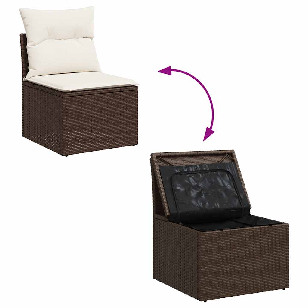 2-delige Loungeset met kussens poly rattan acacia bruin