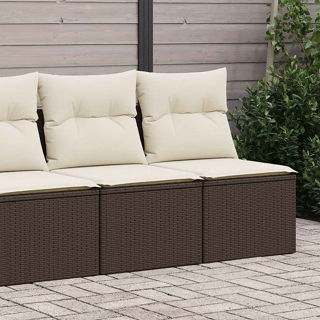 2-delige Loungeset met kussens poly rattan acacia bruin