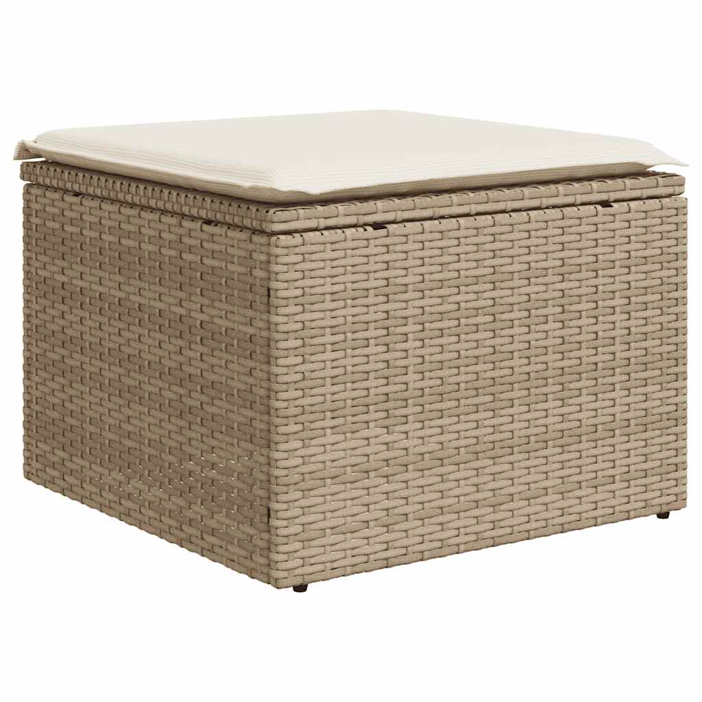 2-delige Loungeset met kussens poly rattan acacia beige