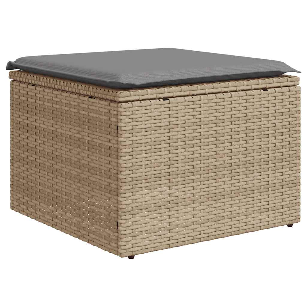 2-delige Loungeset met kussens poly rattan acacia beige