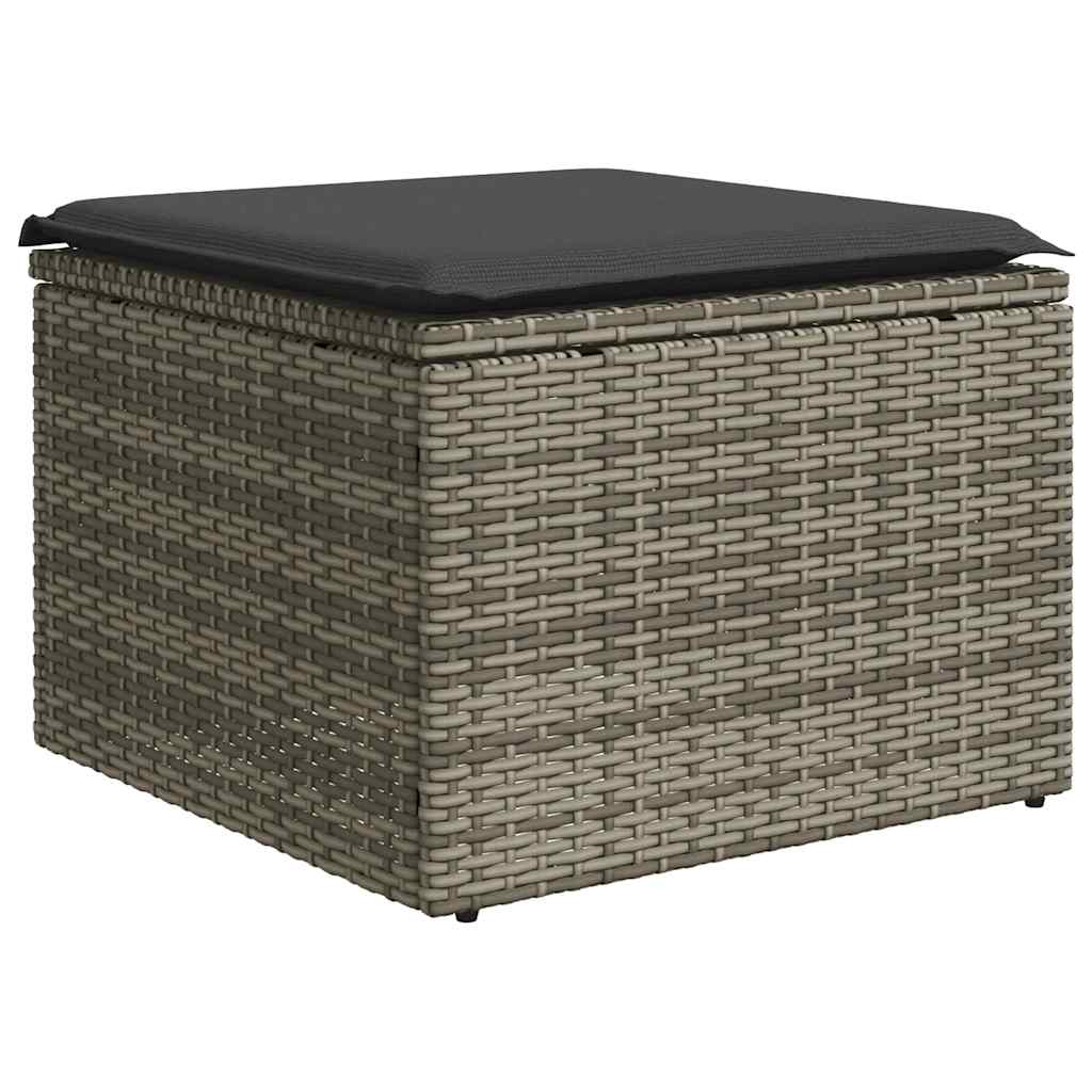 2-delige Loungeset met kussens poly rattan acacia grijs