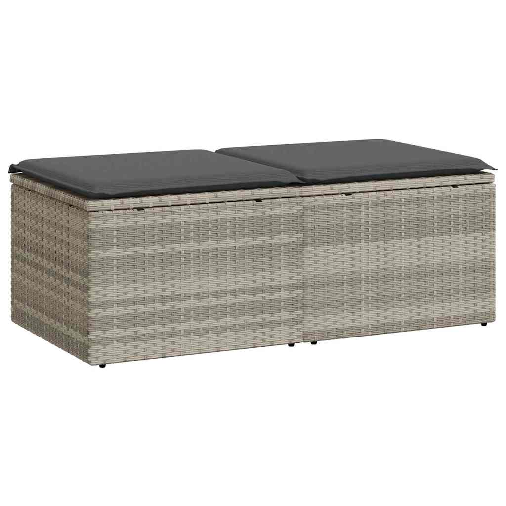 2-delige Loungeset met kussens poly rattan acacia lichtgrijs