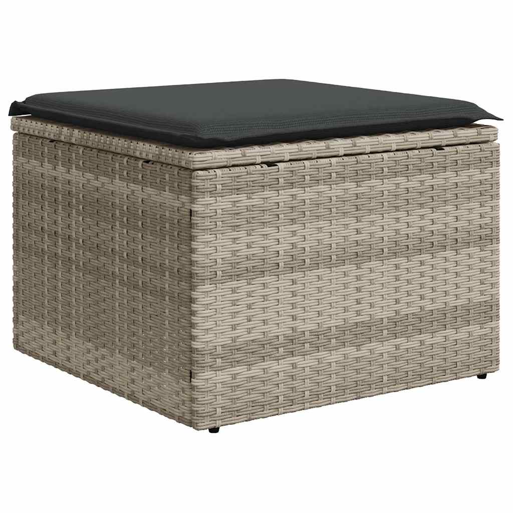 2-delige Loungeset met kussens poly rattan acacia lichtgrijs