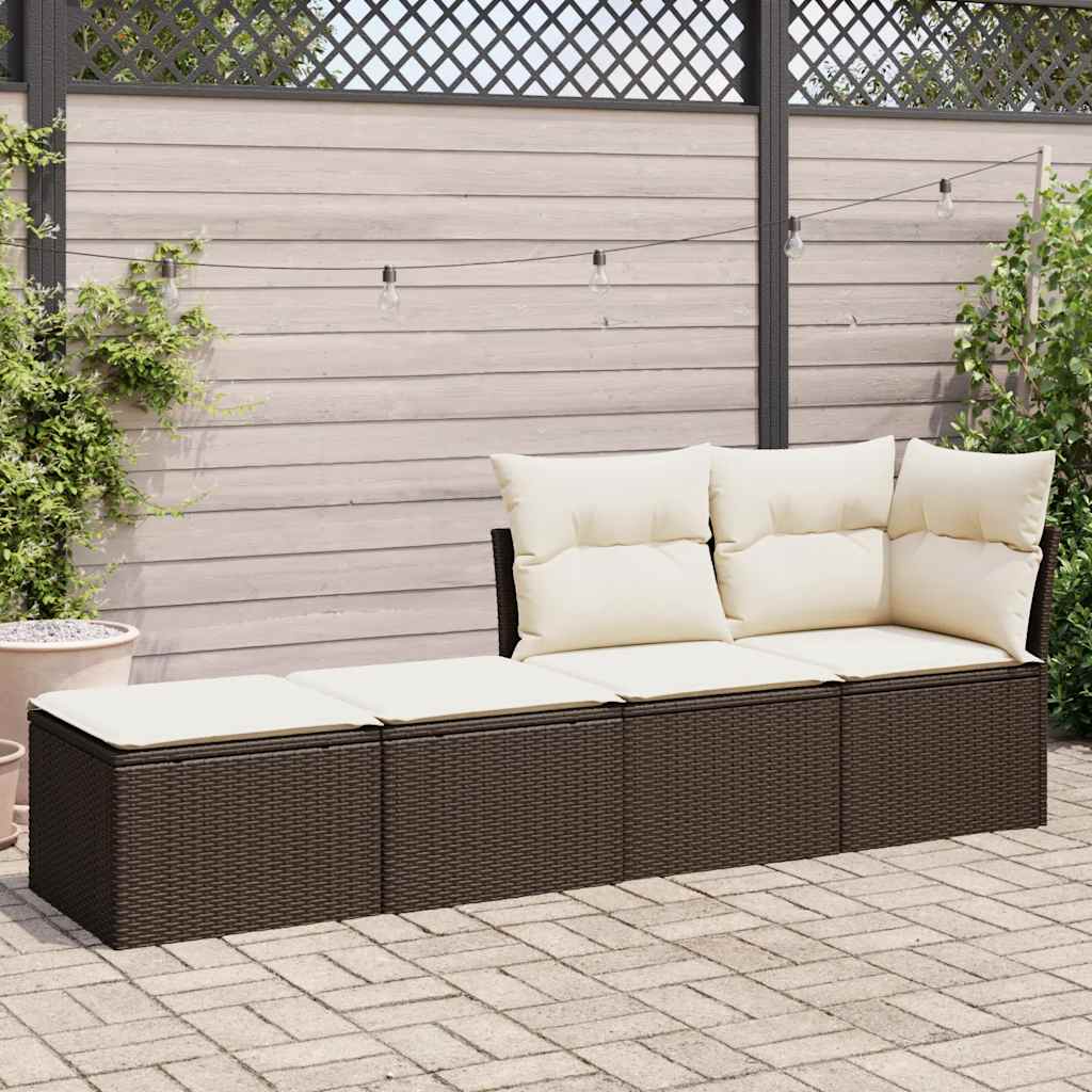 2-delige Loungeset met kussens poly rattan acacia bruin