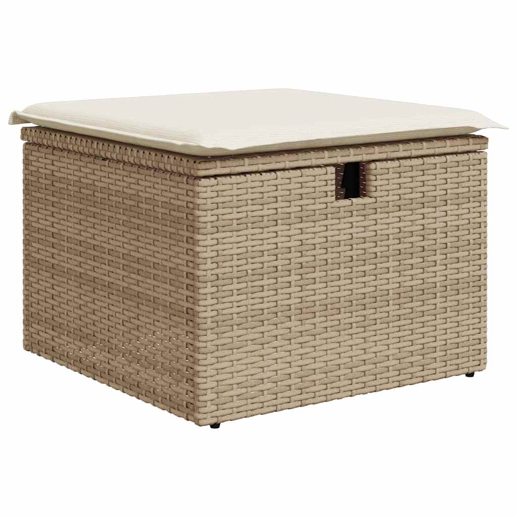 2-delige Loungeset met kussens poly rattan acacia beige