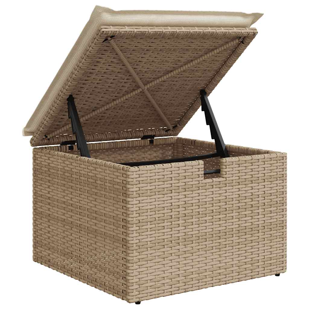 2-delige Loungeset met kussens poly rattan acacia beige