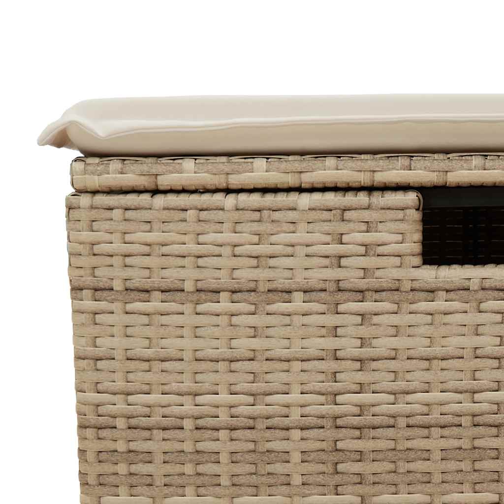 2-delige Loungeset met kussens poly rattan acacia beige