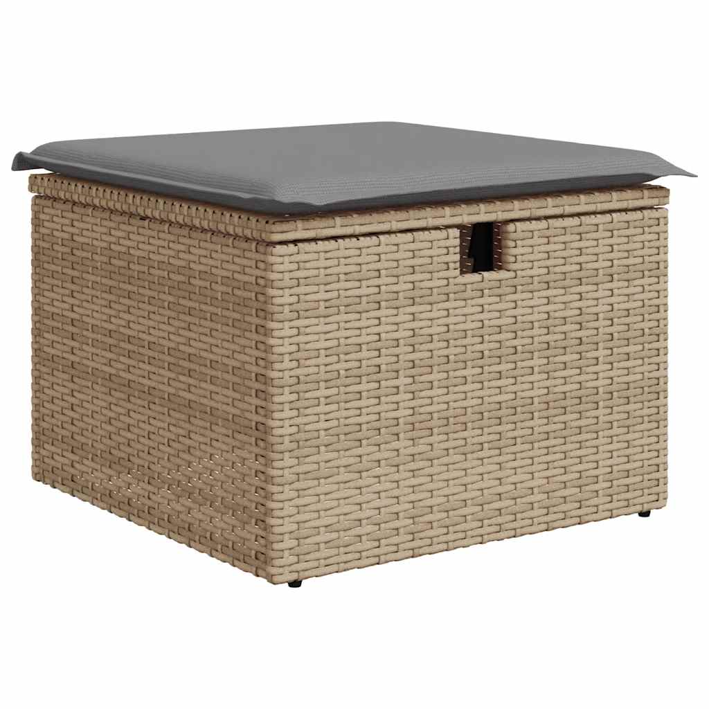 2-delige Loungeset met kussens poly rattan acacia beige