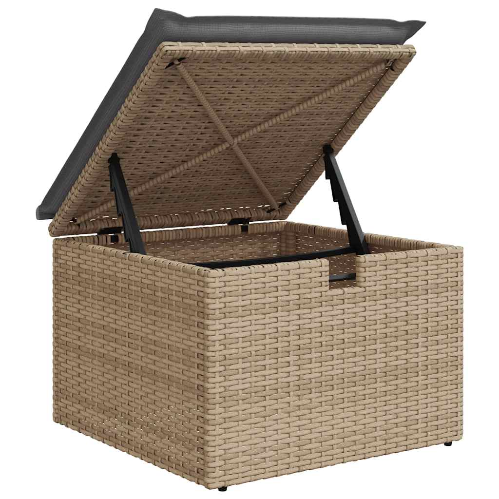 2-delige Loungeset met kussens poly rattan acacia beige