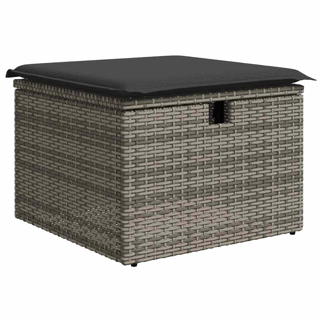 2-delige Loungeset met kussens poly rattan acacia grijs