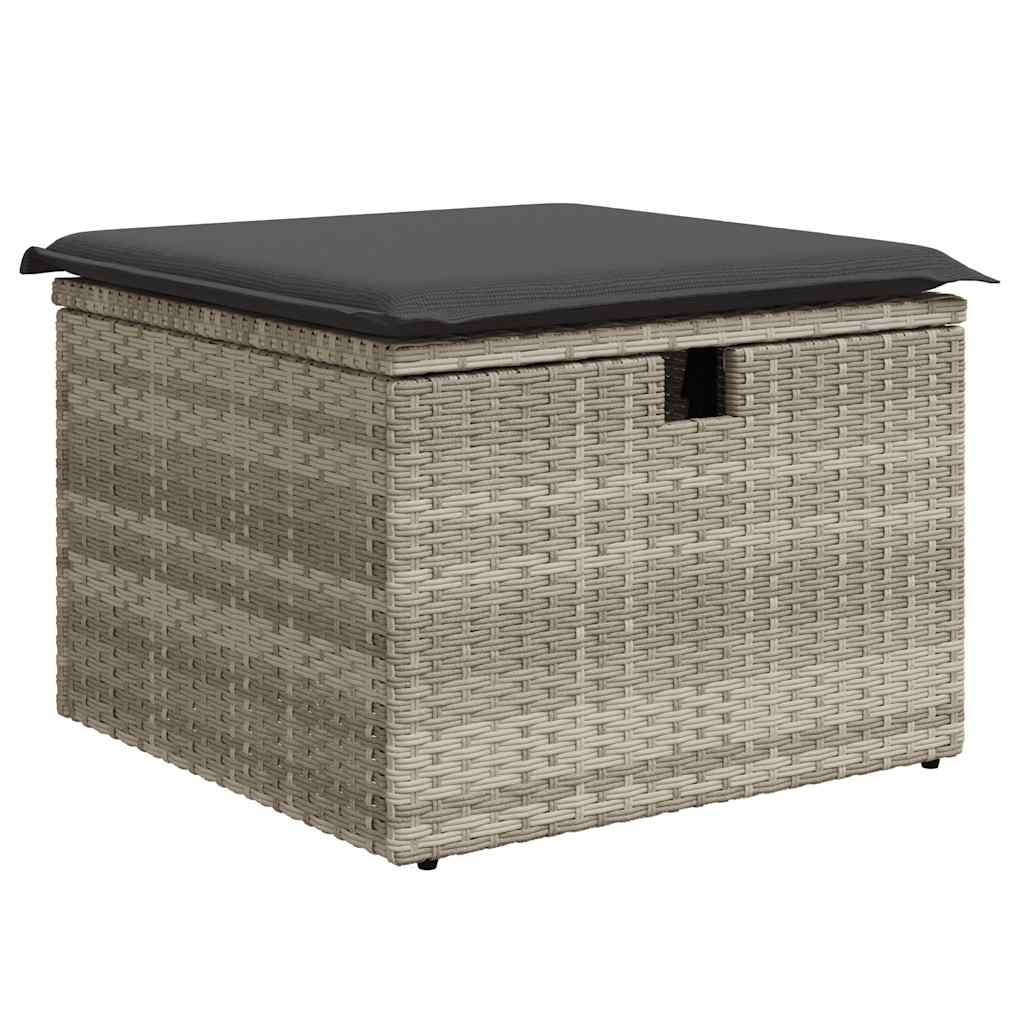 2-delige Loungeset met kussens poly rattan acacia lichtgrijs