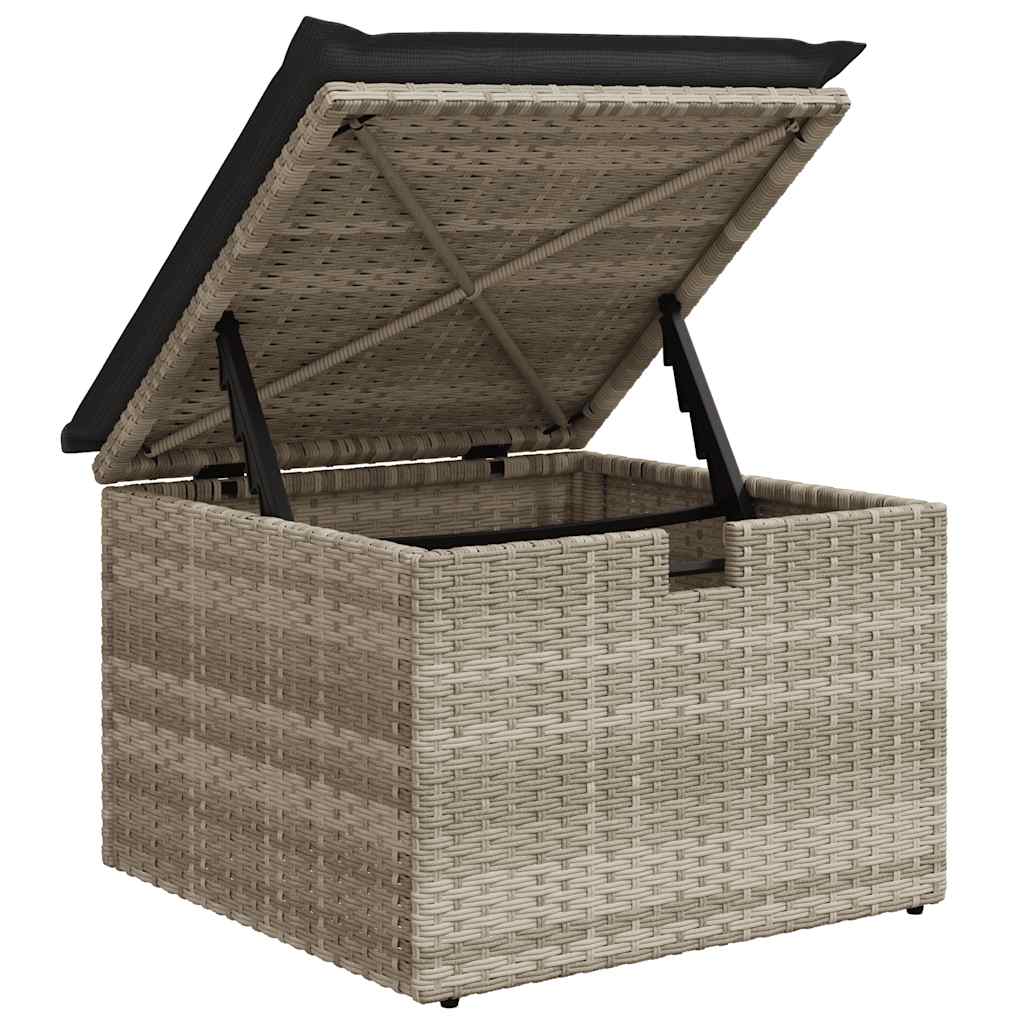 2-delige Loungeset met kussens poly rattan acacia lichtgrijs