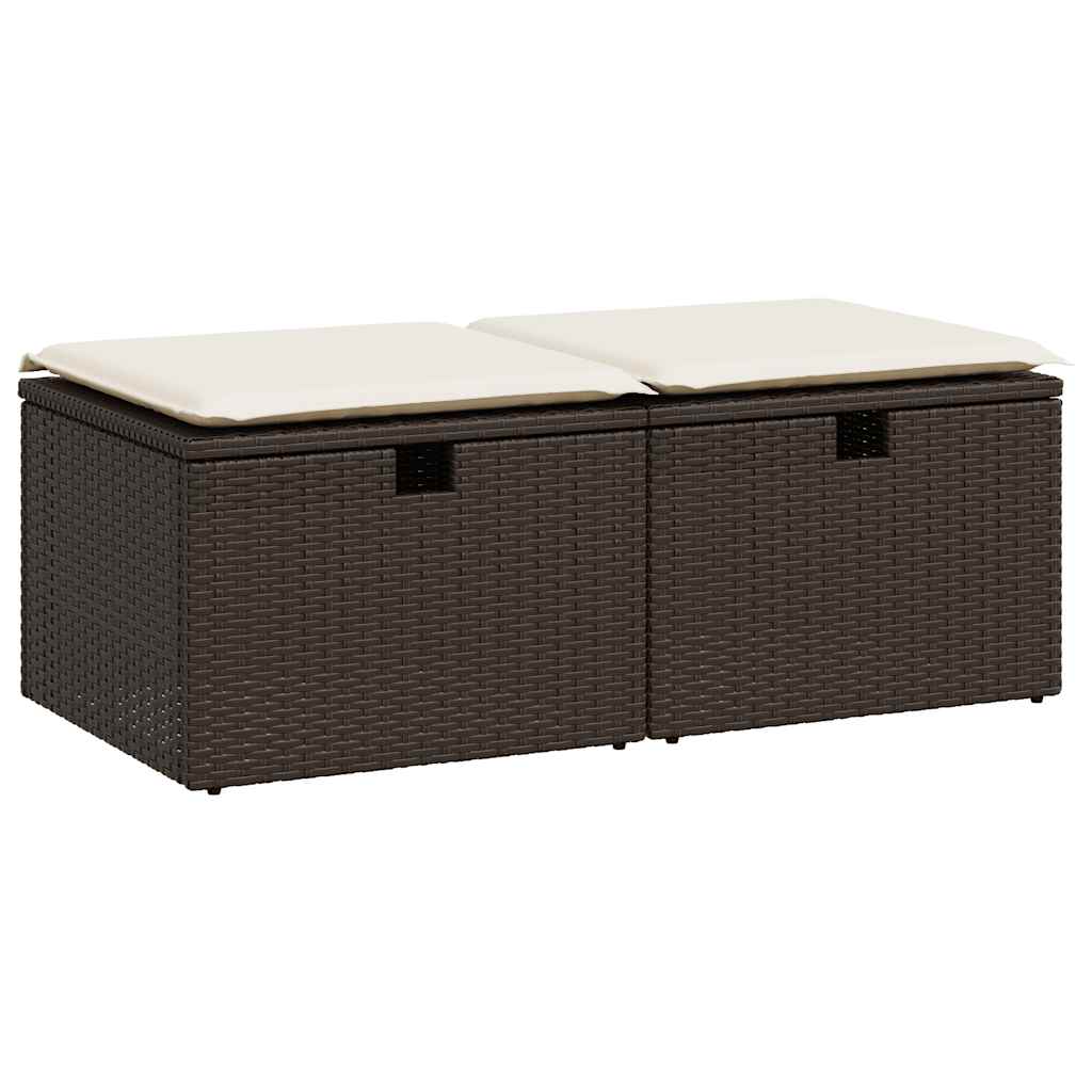 2-delige Loungeset met kussens poly rattan acacia bruin