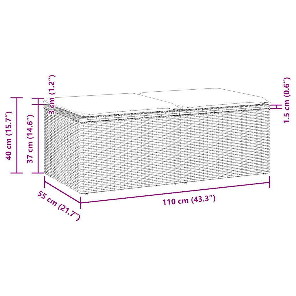 2-delige Loungeset met kussens poly rattan acacia beige