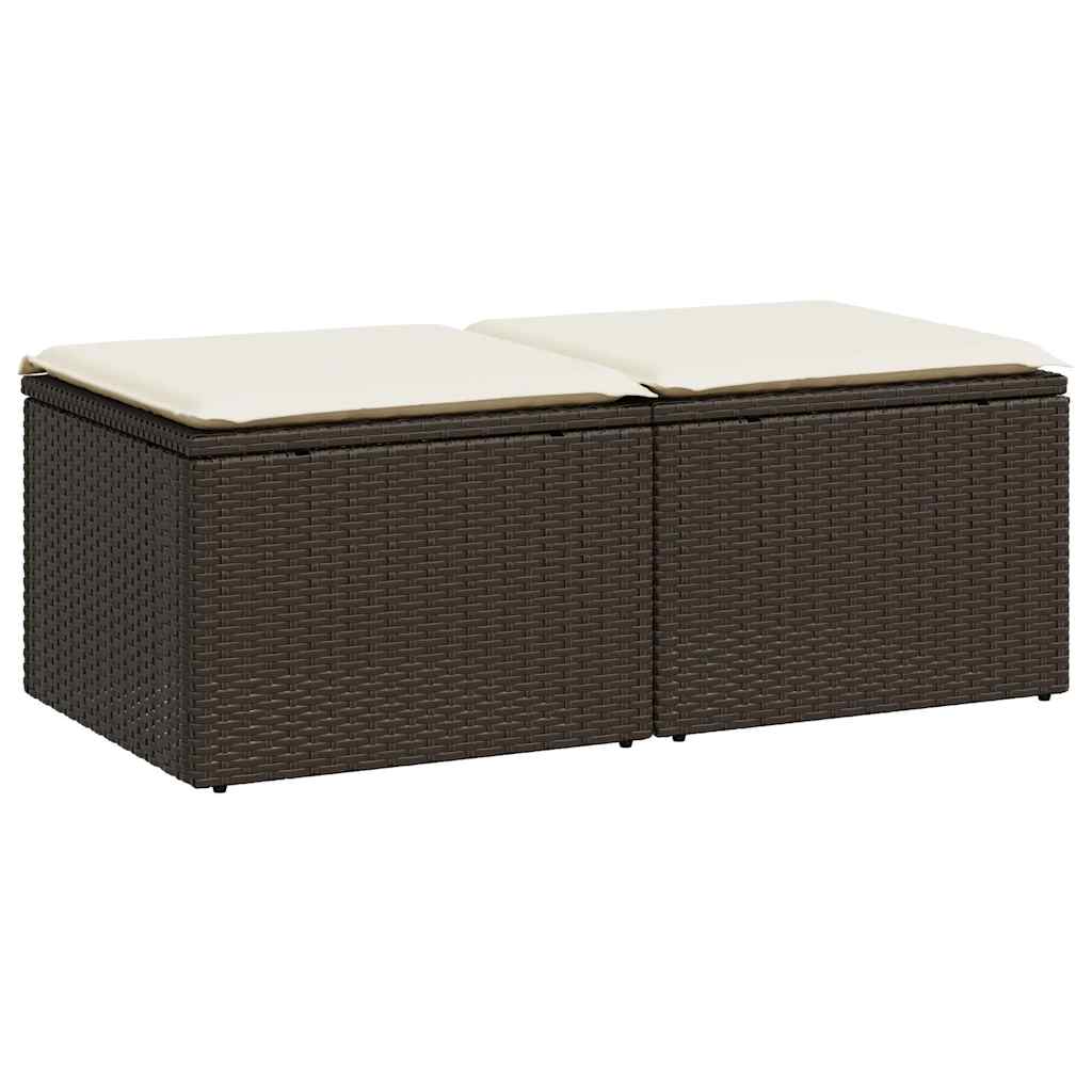 2-delige Loungeset met kussens poly rattan acacia bruin