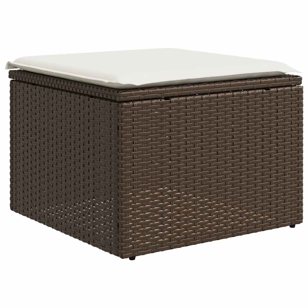 2-delige Loungeset met kussens poly rattan acacia bruin